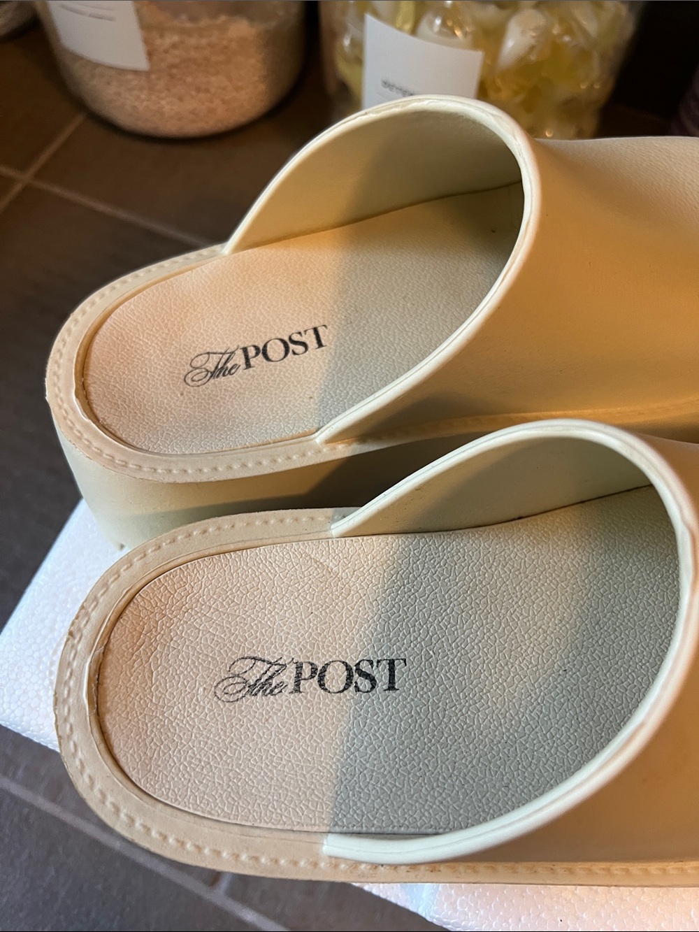 Cream Platform Clog Mules — Chunky Sole Women’s Slip-On - Picture 3 of 5